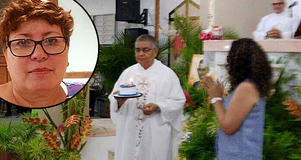 Nitza Hernández alega que el sacerdote, Luis Cruz, timó a su padre Manuel Hernández, un anciano de 87 años. (Foto/Suministrada)