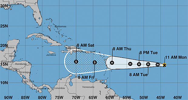 Isaac muestra poco cambio y mantiene vientos de 75 millas