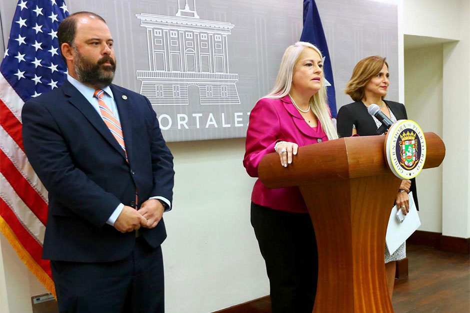 La gobernadora Wanda Vázquez Garced anunció hoy los nombramientos de Zoé Laboy Alvarado como Secretaria de la Gobernación y de Elí E. Díaz Atienza como la persona que la representará como enlace con la Junta de Supervisión Fiscal (JSF). (Foto/Suministrada)