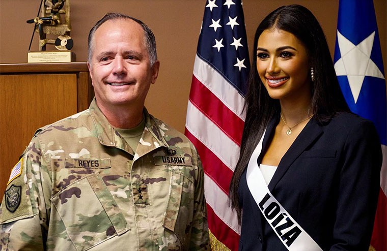 José J. Reyes, Ayudante General de Puerto Rico, General de División junto Miss Loíza, Michelle Colón. (Foto/Suministrada)