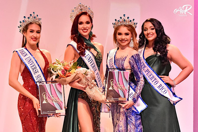  De izquierda a derecha, Teen Universe Supermodel -Ivangeliz Alenó (Ponce), Teen Universe Puerto Rico 2020 Jamie Lisa Malberg Ramírez (Río Grande), Teen Nuestra Belleza Internacional - Nayeli Pizarro (San Juan) y Teen Elite Puerto Rico - Gabriela Mulinelli (Fajardo). (Foto/Suministrada) 